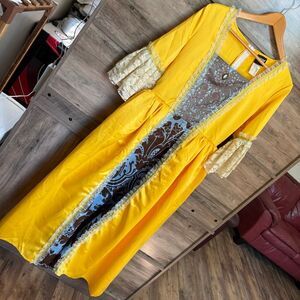 Colonial Aristocrat Monarchy Regency Royal Court Presentation Lace & Gold Gown